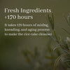 Fresh ingredients 170 hours. It takes 170 hours of mixing, kneading, and aging process to make the rice cake cleanser. 