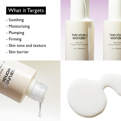 What it targets. Soothing, moisturizing, plumping, firming, skin tone and texture, and skin barrier. 