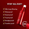 Sta all day. 24hr long wearing, waterproof, sweat proof, touch proof, smudge proof, and transfer proof.