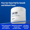 Pore-fect toner pad for smooth and refined pores. 7.38% improvement in skin texture after a single use. Clinical test completed for pore care and sebum control. No-sebum, skin blurring pore pad. 