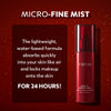 micro fine mist. The lightweight, water-based formula absorbs quickly into your skin like air and locks makeup onto the skin for 24 hours. 