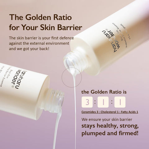 The golden ratio for your skin barrier. The skin barrier is your first defense against the external environment and we got your back! The golden ration is Ceramide 3: Cholesterol 1: Fatty Acids 1. We ensure your skin barrier stays healthy, strong,  plumped and firmed.