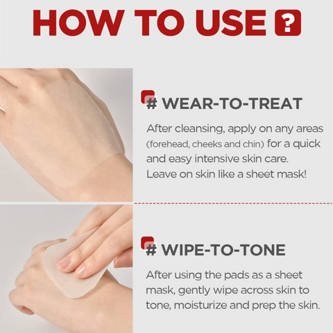 A diagram showing the two ways to use a facial peeling pad. The first method, labeled 