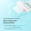 Promotional visual for ma:nyo's Micro Hyaluronic Essence Mask showcasing the mask sheet and liquid essence, with key features including 379Da hyaluronic acid, high concentration Aqua Hyal Complex, and ultra-fine bamboo rayon sheet.