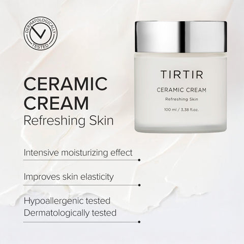 ceramic cream refreshing skin. Intensive moisturizing effect. Improves skin elasticity. Hypoallergenic tested. Dermatologically tested. 
